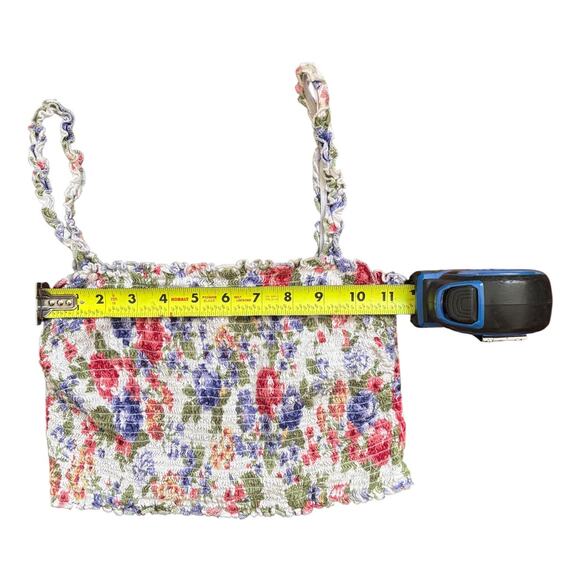 Smocked floral crop top L – braided straps y2k style - Picture 5 of 7